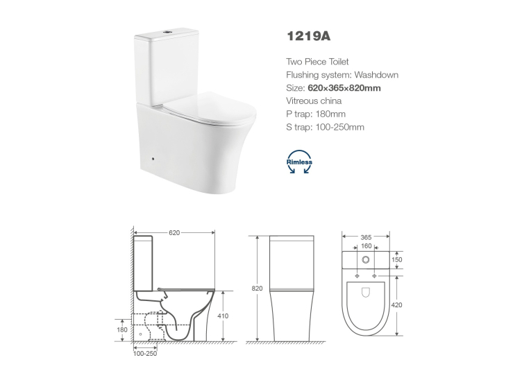  Унітаз компакт Rosa Alomouc із сидінням дюропласт soft-close, 1219A