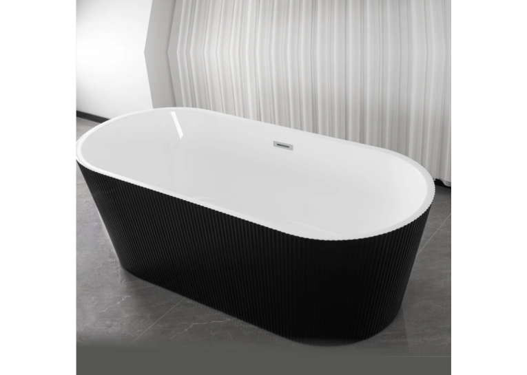 Акрилова Окремостояча ванна  Rosa 170x75x58 Чорна матова MS-03-B