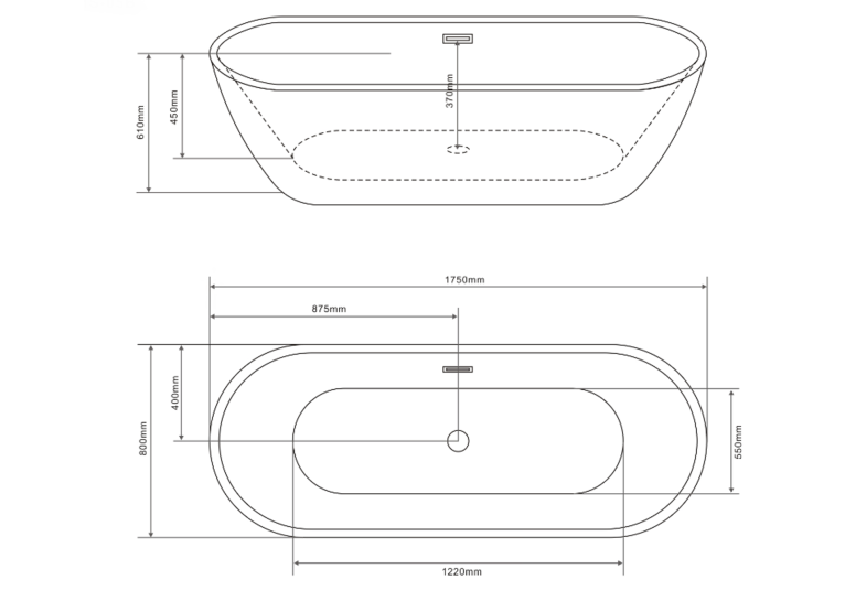 Акриловая Отдельностоящая ванна Rosa 174x80x59 MS-05B