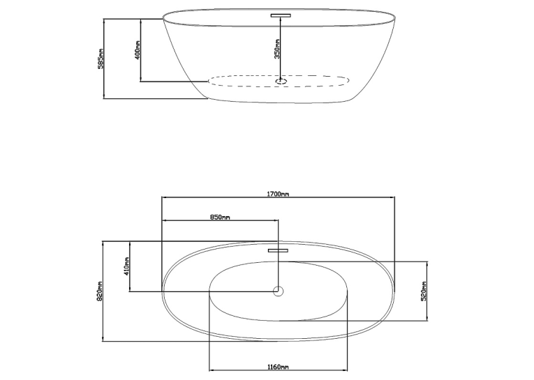 Акриловая Отдельностоящая ванна Rosa 170x82x58.5 MS-14