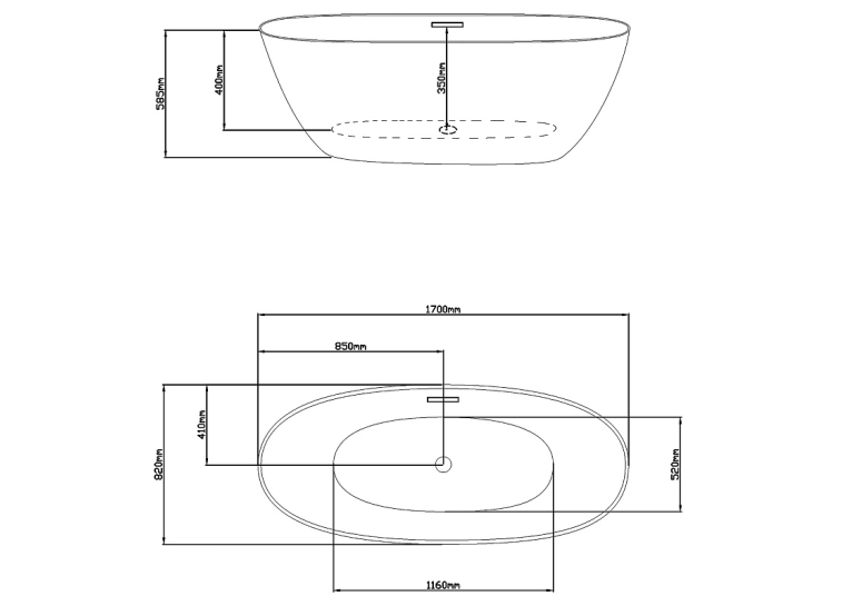 Акриловая Отдельностоящая ванна Rosa 170x82x58.5 MS-14