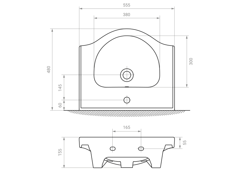 Напольная тумба с умывальником RJ ASTER-L 55см, (умывальник RJ Lotus, RZJ200),белая RJFU035-0155WHSET(RJFU035-0155WH + RZJ200)