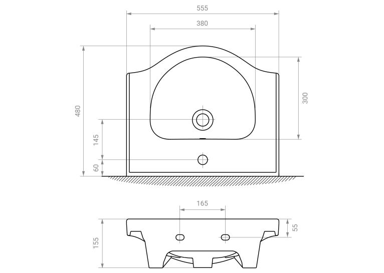 Напольная тумба с умывальником RJ ASTER-L 55см, (умывальник RJ Lotus, RZJ200),белая RJFU035-0155WHSET(RJFU035-0155WH + RZJ200)