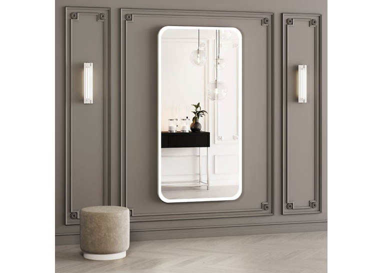 Дзеркало StudioGlass EXETER Ш600хВ800 мм., 4 мм, колір білий, підс. тепло біла