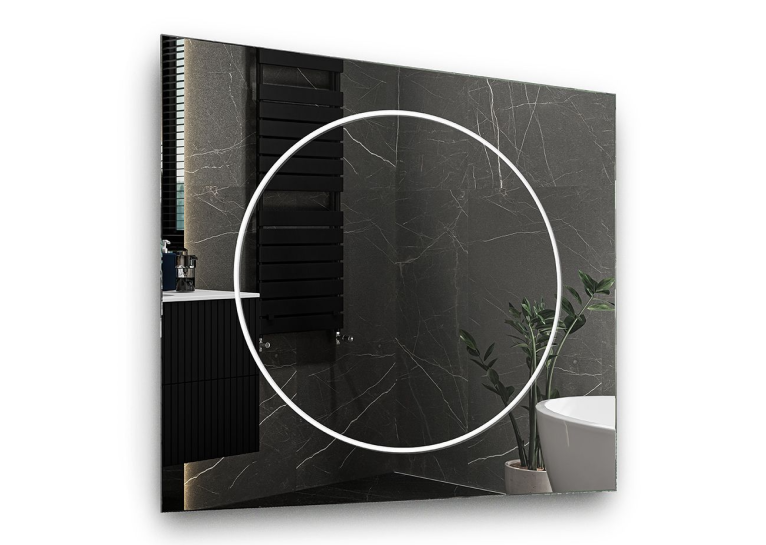 Дзеркало Studio Glass VICTORIA Ш700хВ700 мм., 4 мм ClearV, підс. біла, вим. підс. кноп.під дзер. праворуч,
