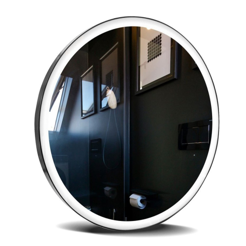 Дзеркало StudioGlass YAMATO Iron Mirror 80x80 см кругле в металевій рамі з LED-підсвіткою, (Чорний)