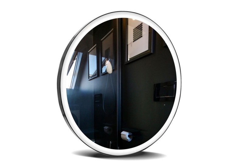 Дзеркало StudioGlass YAMATO Iron Mirror 70x70 см кругле в металевій рамі з LED-підсвіткою, (Чорний)