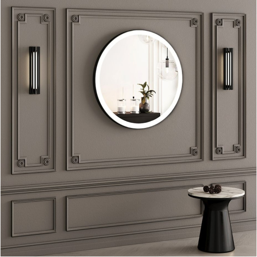 Дзеркало StudioGlass YAMATO Iron Mirror 80x80 см кругле в металевій рамі з LED-підсвіткою, (Чорний)
