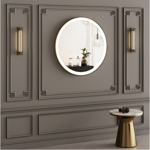 Дзеркало StudioGlass YAMATO Iron Mirror 80x80 см кругле в металевій рамі з LED-підсвіткою, (Золотий)