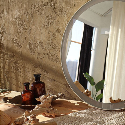 Дзеркало StudioGlass YAMATO Iron Mirror 80x80 см кругле в металевій рамі з LED-підсвіткою, (Чорний)