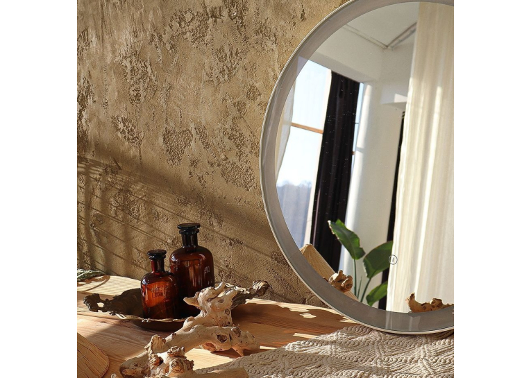 Дзеркало StudioGlass YAMATO Iron Mirror 50x50 см кругле в металевій рамі з LED-підсвіткою, (Золотий)