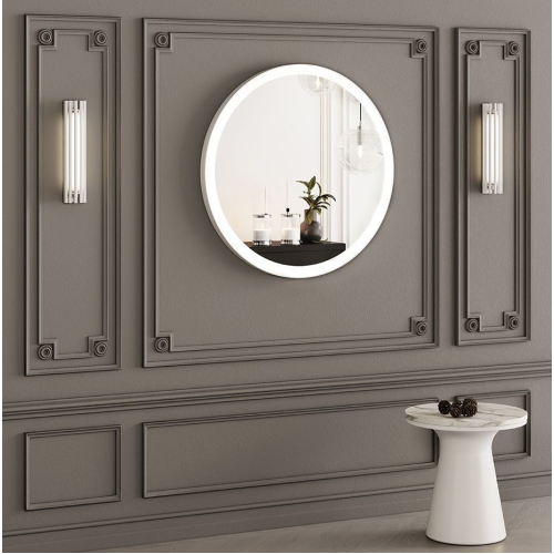 Дзеркало StudioGlass YAMATO Iron Mirror 80x80 см кругле в металевій рамі з LED-підсвіткою, (Білий)