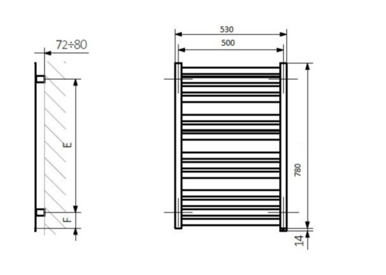 Рушникосушка Terma Marlin One 780х530 WWMRN078053KS96E8P 