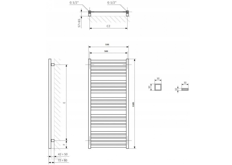 Полотенцесушитель Terma Marlin One 1185x530 WWMRN118053KS96E1U