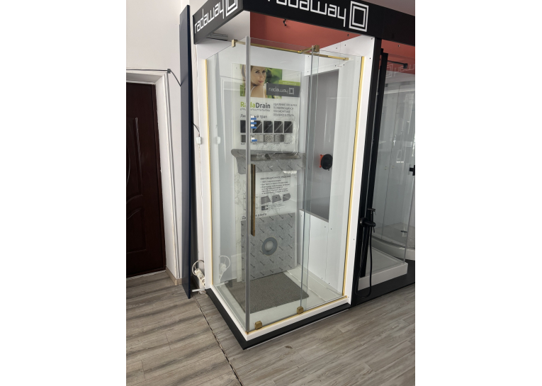 Комплект: Душова кабіна прямокутна Radaway Furo Gold KDJ 100x80x200 золотий/прозорий 10104522-09-01R+10110480-01-01+10113080-01-01+HTF10080-04
