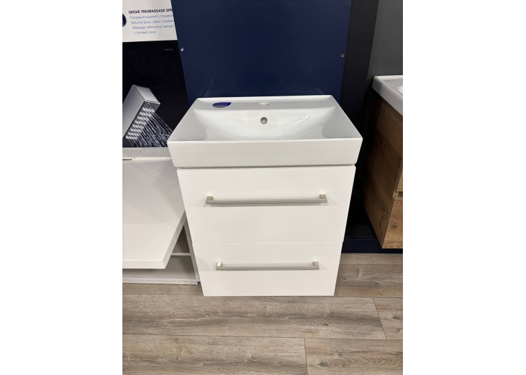 Шафка для раковини Cersanit LARGA 50х38 біла S932-067+Раковина Cersanit LARGA 50см, меблева біла EW K120-008+МЕБЛЕВА РУЧКА LARGA СРІБЛО (2 ШТ.), S932-067+K120-008+S599-0142 (виставковий зразок)