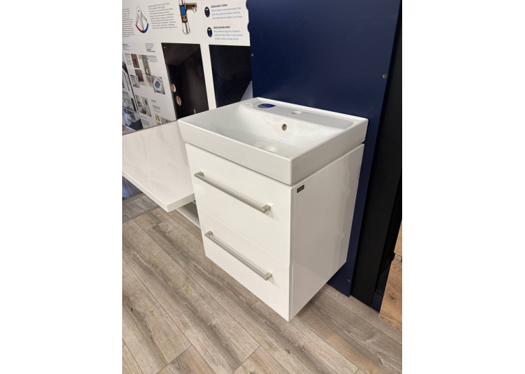 Шафка для раковини Cersanit LARGA 50х38 біла S932-067+Раковина Cersanit LARGA 50см, меблева біла EW K120-008+МЕБЛЕВА РУЧКА LARGA СРІБЛО (2 ШТ.), S932-067+K120-008+S599-0142 (виставковий зразок)
