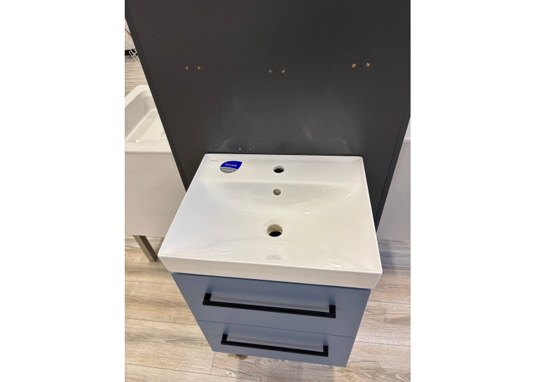 Шафка для раковини Cersanit LARGA 50х38, блакитна S932-068+Раковина Cersanit LARGA 50см, меблева біла EW K120-008+МЕБЛЕВА РУЧКА LARGA ЧОРНА (2 ШТ.), S932-068+K120-008+S599-0141 (виставковий зразок)