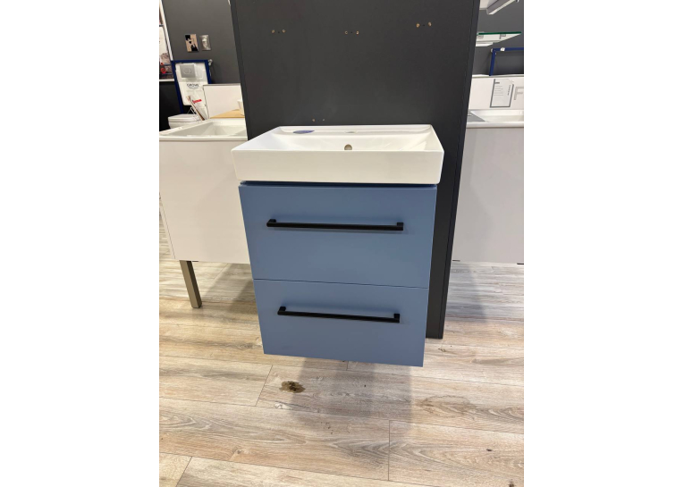 Шафка для раковини Cersanit LARGA 50х38, блакитна S932-068+Раковина Cersanit LARGA 50см, меблева біла EW K120-008+МЕБЛЕВА РУЧКА LARGA ЧОРНА (2 ШТ.), S932-068+K120-008+S599-0141 (виставковий зразок)