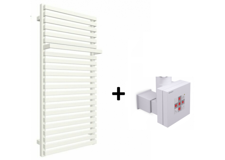 Рушникосушка Terma City 1050x600 Ral soft 9016 E8+ split 800W + Терморегулятор прихованого монтажу Terma KTX2 White WLCIT105060KS96E8TS1D+WEKT2K916S