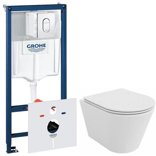 Комплект: Інсталяційна система GROHE Rapid SL 4в1 з клавішею Arena Cosmopolitan, 38929000 + Унітаз підвісний VENTA FOKUS Tornado 3.0 безободковий з дюропластом soft-close 92868