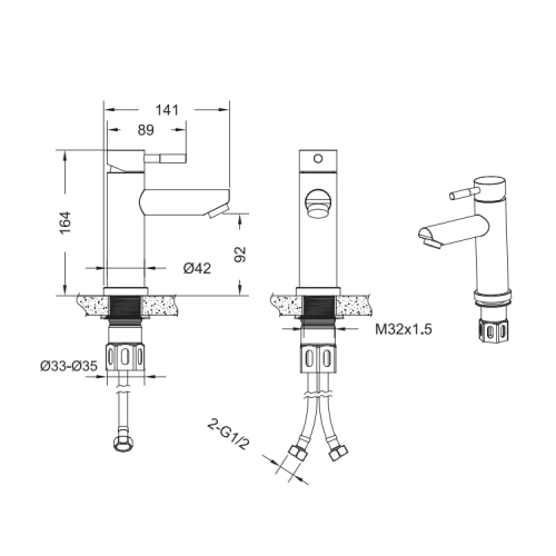 Змішувач для раковини VENTA Soli VS102MS