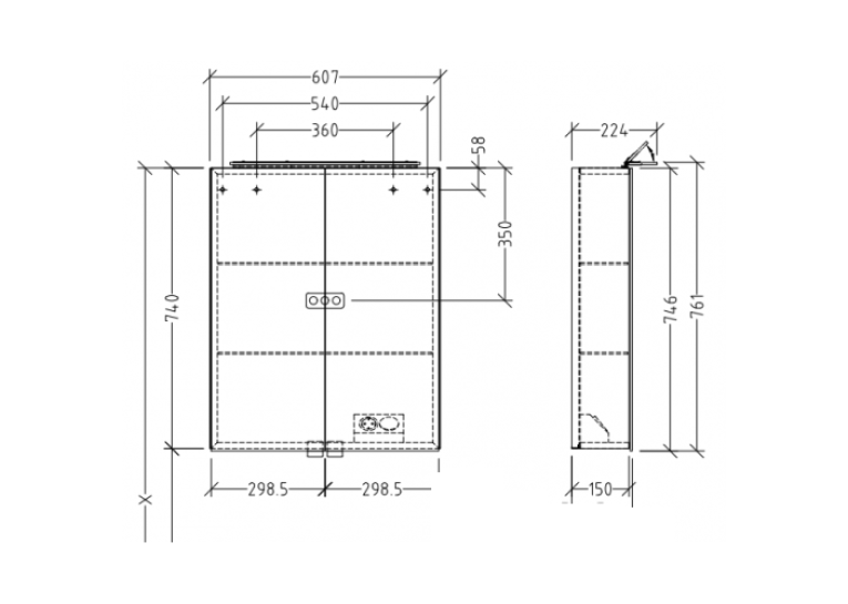 Дзеркальна шафа VILLEROY & BOCH MY VIEW ONE 60 СМ A4396000