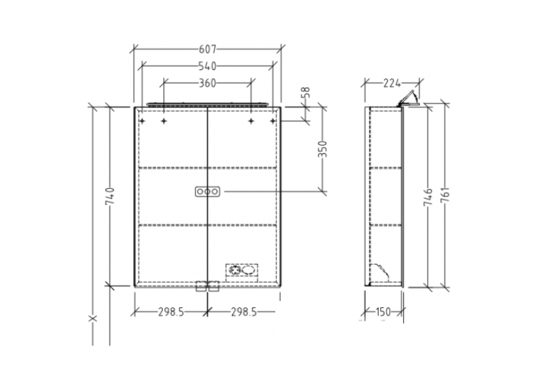 Зеркальный шкаф VILLEROY & BOCH MY VIEW ONE 60 СМ A4396000