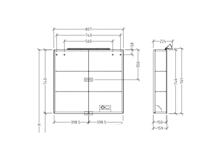 Дзеркальна шафа VILLEROY & BOCH MY VIEW ONE 80 СМ A4398000