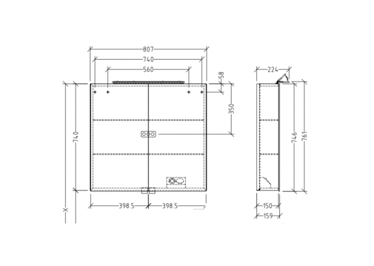 Зеркальный шкаф VILLEROY & BOCH MY VIEW ONE 80 СМ A4398000