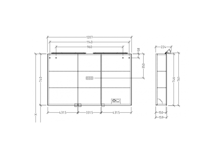 Дзеркальна шафа VILLEROY & BOCH MY VIEW ONE 120 СМ A4401200