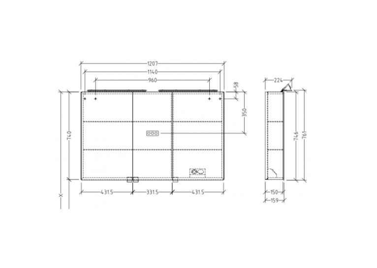 Зеркальный шкаф VILLEROY & BOCH MY VIEW ONE 120 СМ A4401200