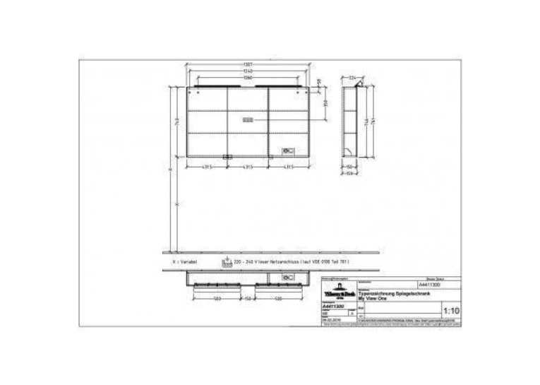 Зеркальный шкаф VILLEROY & BOCH MY VIEW ONE 130 СМ A4411300