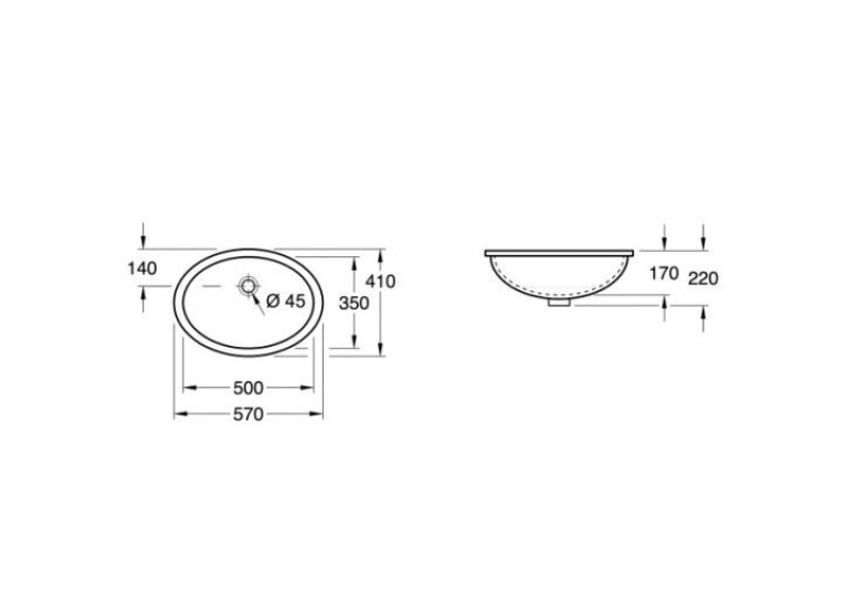 Умывальник VILLEROY & BOCH EVANA 50х35 см  61470001