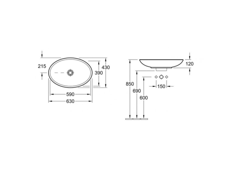 Умивальник VILLEROY & BOCH LOOP & FRIENDS 63х43 см 51511001
