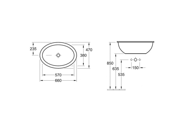 Умивальник VILLEROY & BOCH LOOP & FRIENDS 66х47 см 61553001