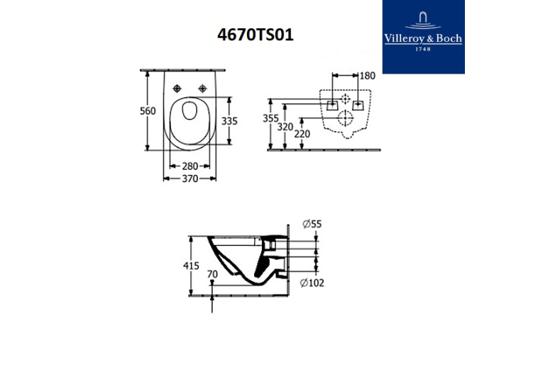 Унітаз підвісний Villeroy & Boch Subway 3.0 з сидінням Soft Close 4670TS01