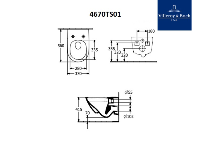 Унітаз підвісний Villeroy & Boch Subway 3.0 з сидінням Soft Close 4670TS01