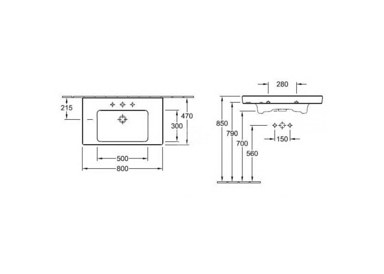 Умивальник Villeroy & Boch SUBWAY 2.0 80х47 см 71758001