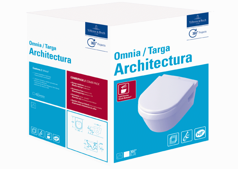 Унітаз підвісний VILLEROY&BOCH OMNIA ARCHITECTURA 5684H101 + сидіння Slow closing 98M9C101