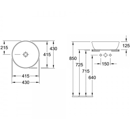 Умивальник на стільницю круглий Villeroy & Boch Artis d-43 см 41794301