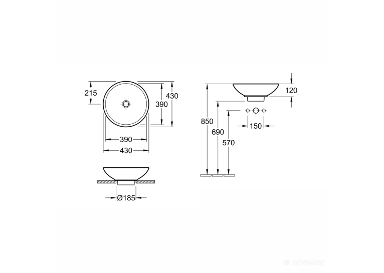 Умивальник VILLEROY & BOCH LOOP & FRIENDS d-43 см 51440001 (Знижений в ціні товар)