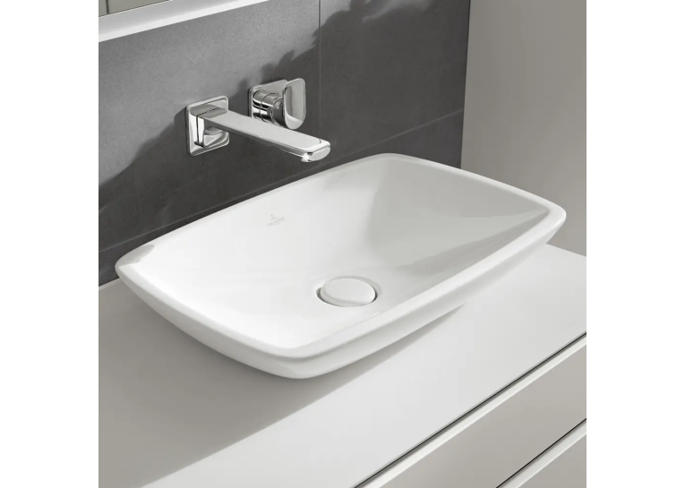 Умивальник на стільницю VILLEROY & BOCH LOOP & FRIENDS 58х38 см в комплекті з донним клапаном та підставкою (51540001) (Сантехнічний недолив)