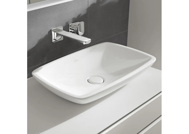 Умивальник на стільницю VILLEROY & BOCH LOOP & FRIENDS 58х38 см в комплекті з донним клапаном та підставкою (51540001) (Сантехнічний недолив)
