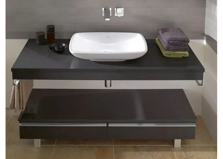 Умивальник на стільницю VILLEROY & BOCH LOOP & FRIENDS 58х38 см в комплекті з донним клапаном та підставкою (51540001) (Сантехнічний недолив)