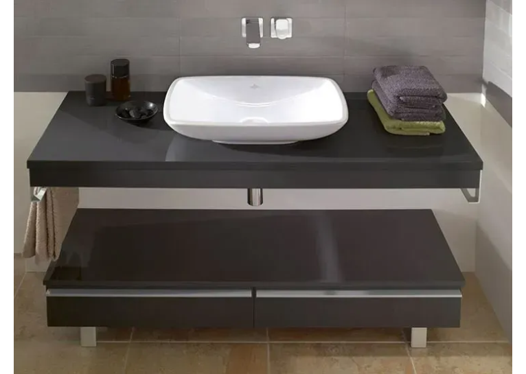 Умивальник на стільницю VILLEROY & BOCH LOOP & FRIENDS 58х38 см в комплекті з донним клапаном та підставкою (51540001) (Сантехнічний недолив)