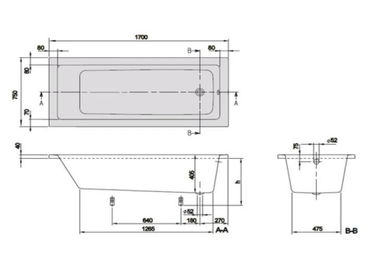 Ванна акрилова VILLEROY&BOCH TARGA Plus UBA171NES2v-01