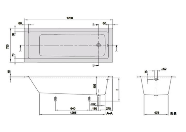 Ванна акрилова VILLEROY&BOCH TARGA Plus UBA180NES2v-01