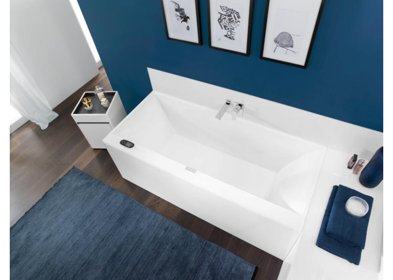 Ванна кварилова прямокутна VILLEROY&BOCH SQUARO EDGE 12 180*80см з ножками та зливом-переливом UBQ180SQE2DV-01 (Знижена в ціні позиція)