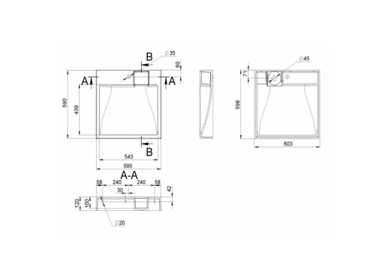 Раковина на стиральную машину Vivia Lorena 60x60 А0053425